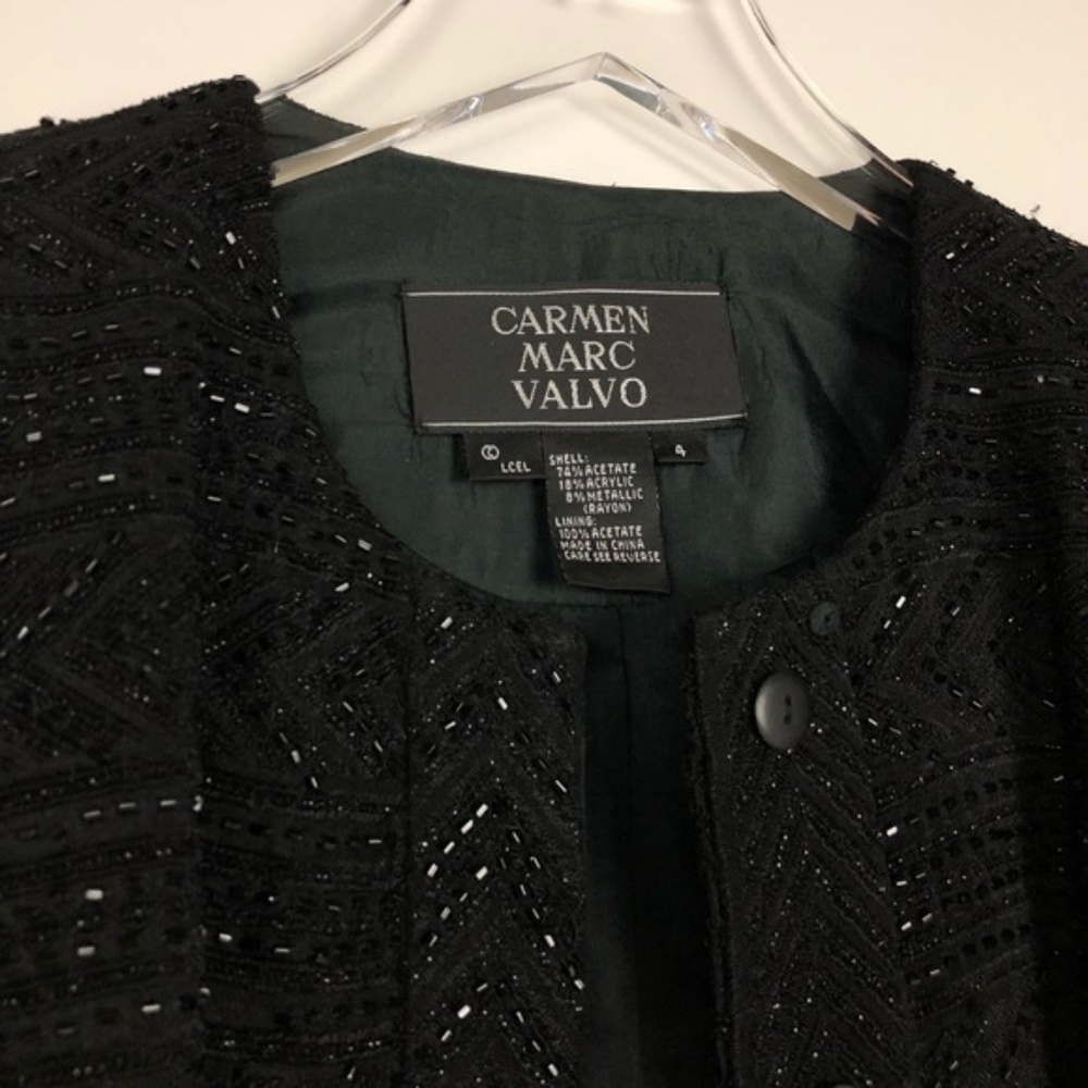 Carmen Marc Valvo Vintage Beaded Jacket Size 4